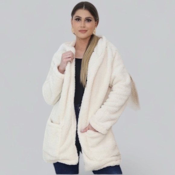 SHERPA Belted Cardigan Casual Women’s Size L/XL Color Ivory ECU Belted, Po… - Picture 6 of 13